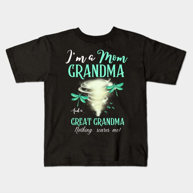 I’m A Mom Grandma And A Great Grandma Nothing Scares Me Cute Dragonflies Kids T-Shirt by JustBeSatisfied